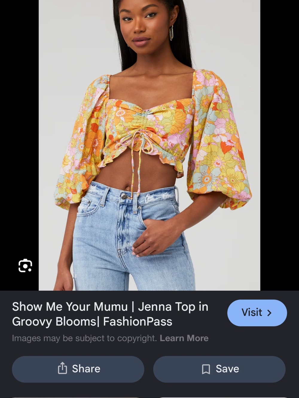 Show Me Your Mumu Jenna Cropped Top - Yellow Multi Floral